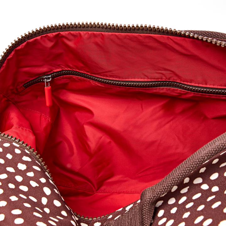Heathrow Duffel Bag Backpack in Brown Dot