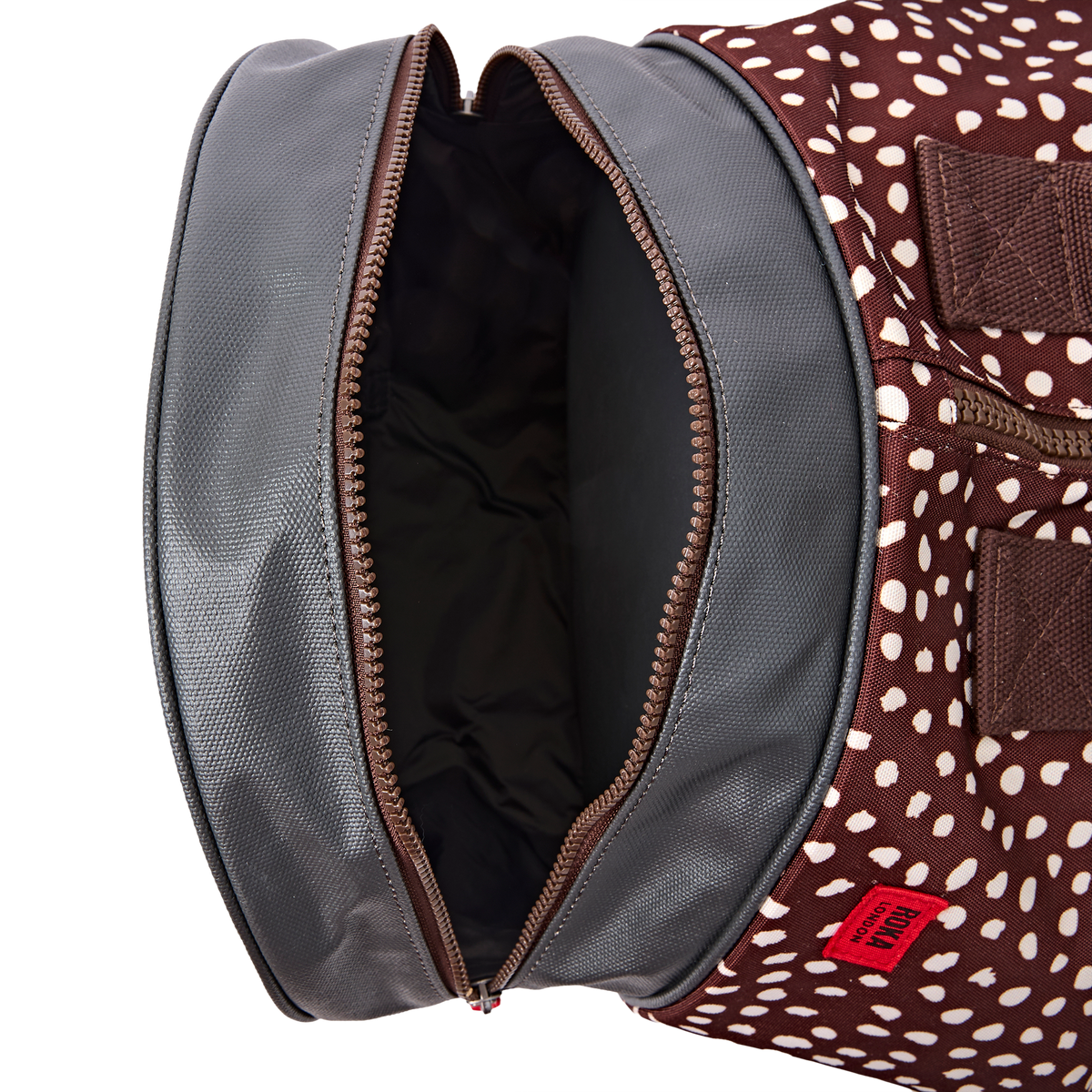 Heathrow Duffel Bag Backpack in Brown Dot