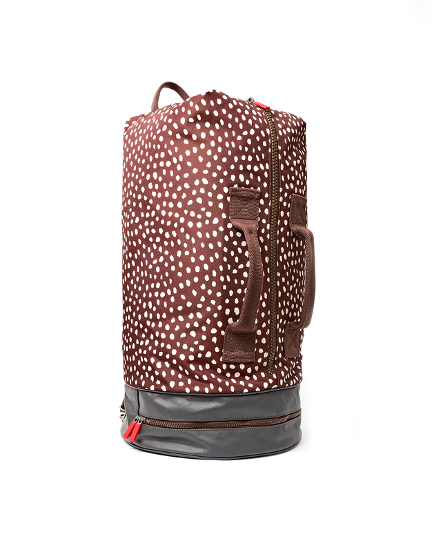 Heathrow Duffel Bag Backpack in Brown Dot