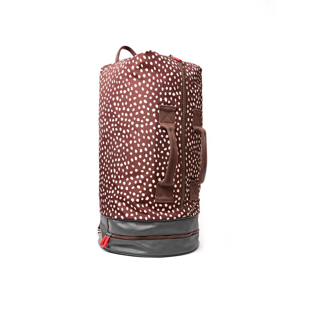 Heathrow Duffel Bag Backpack in Brown Dot