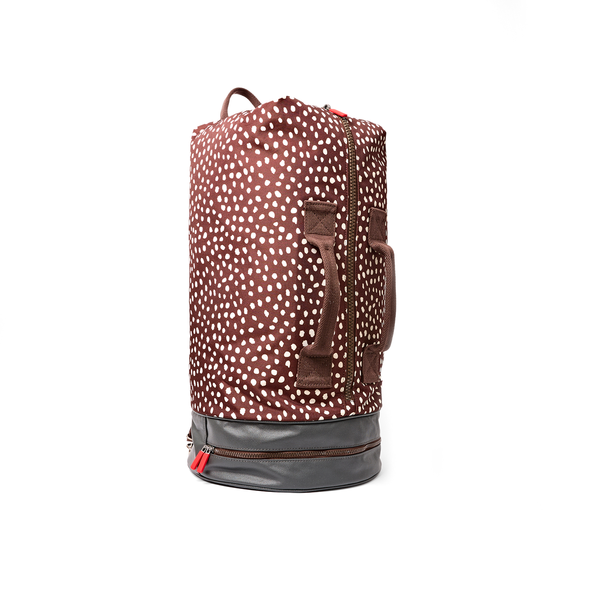 Heathrow Duffel Bag Backpack in Brown Dot