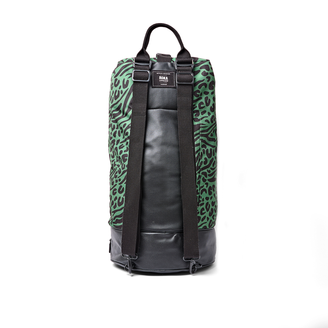 Heathrow Duffel Bag Backpack in Mixed Animal Artichoke