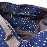 Heathrow Duffel Bag Backpack in Navy Polka Dot