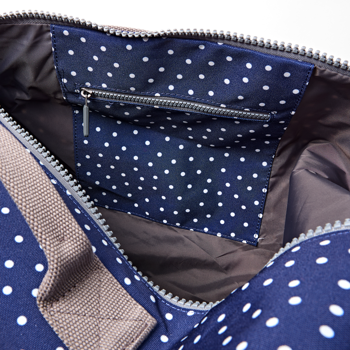 Heathrow Duffel Bag Backpack in Navy Polka Dot