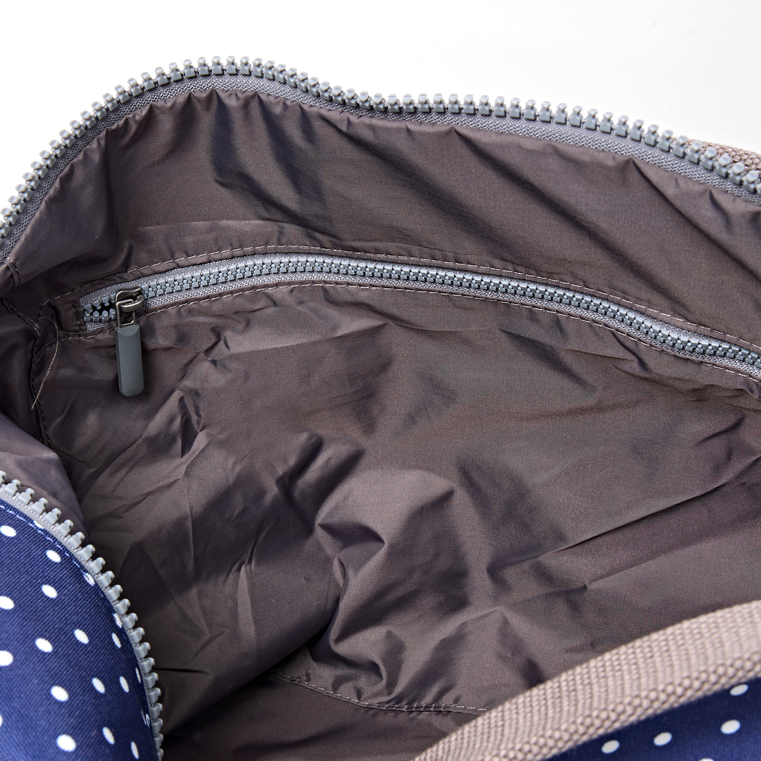 Heathrow Duffel Bag Backpack in Navy Polka Dot