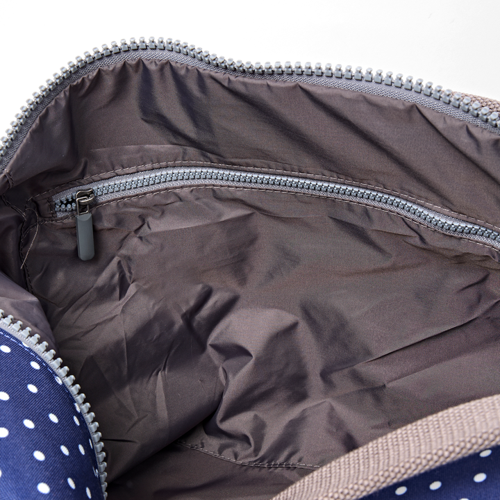 Heathrow Duffel Bag Backpack in Navy Polka Dot