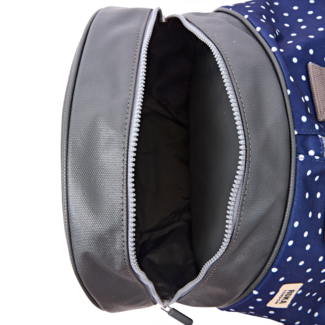 Heathrow Duffel Bag Backpack in Navy Polka Dot