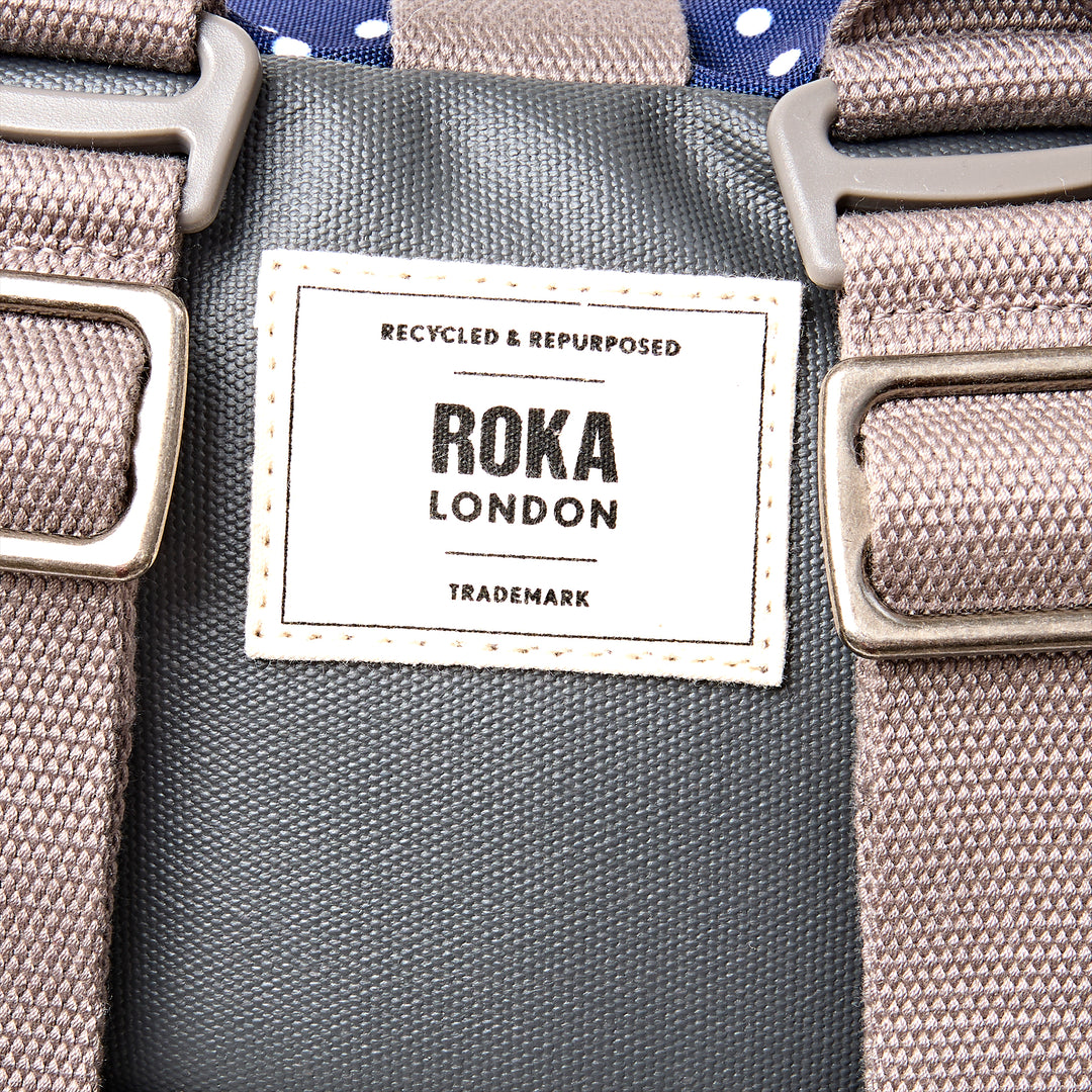 Heathrow Duffel Bag Backpack in Navy Polka Dot