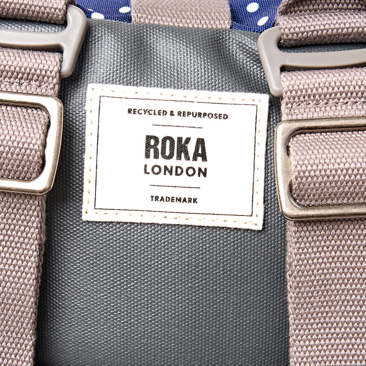 Heathrow Duffel Bag Backpack in Navy Polka Dot