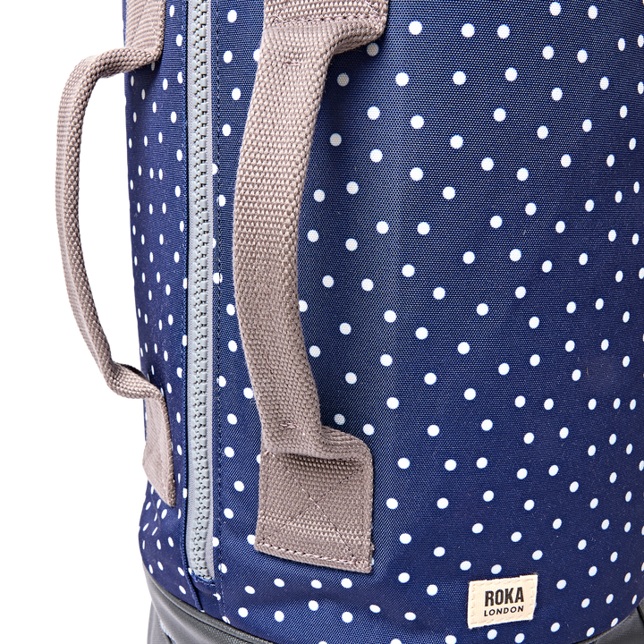 Heathrow Duffel Bag Backpack in Navy Polka Dot