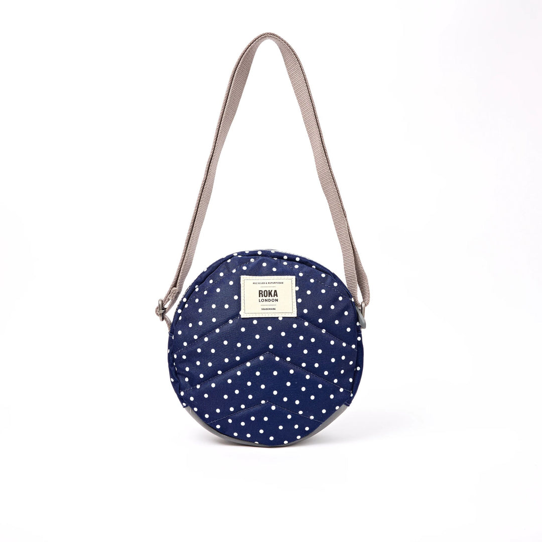 Paddington Crossbody Bag in Navy Polka Dot