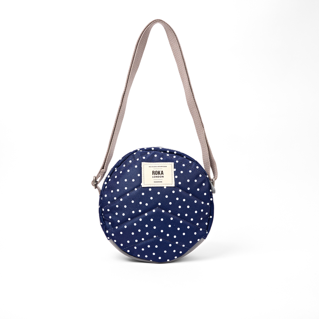 Paddington Crossbody Bag in Navy Polka Dot