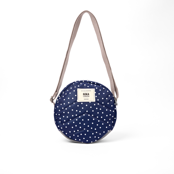 Paddington Crossbody Bag in Navy Polka Dot