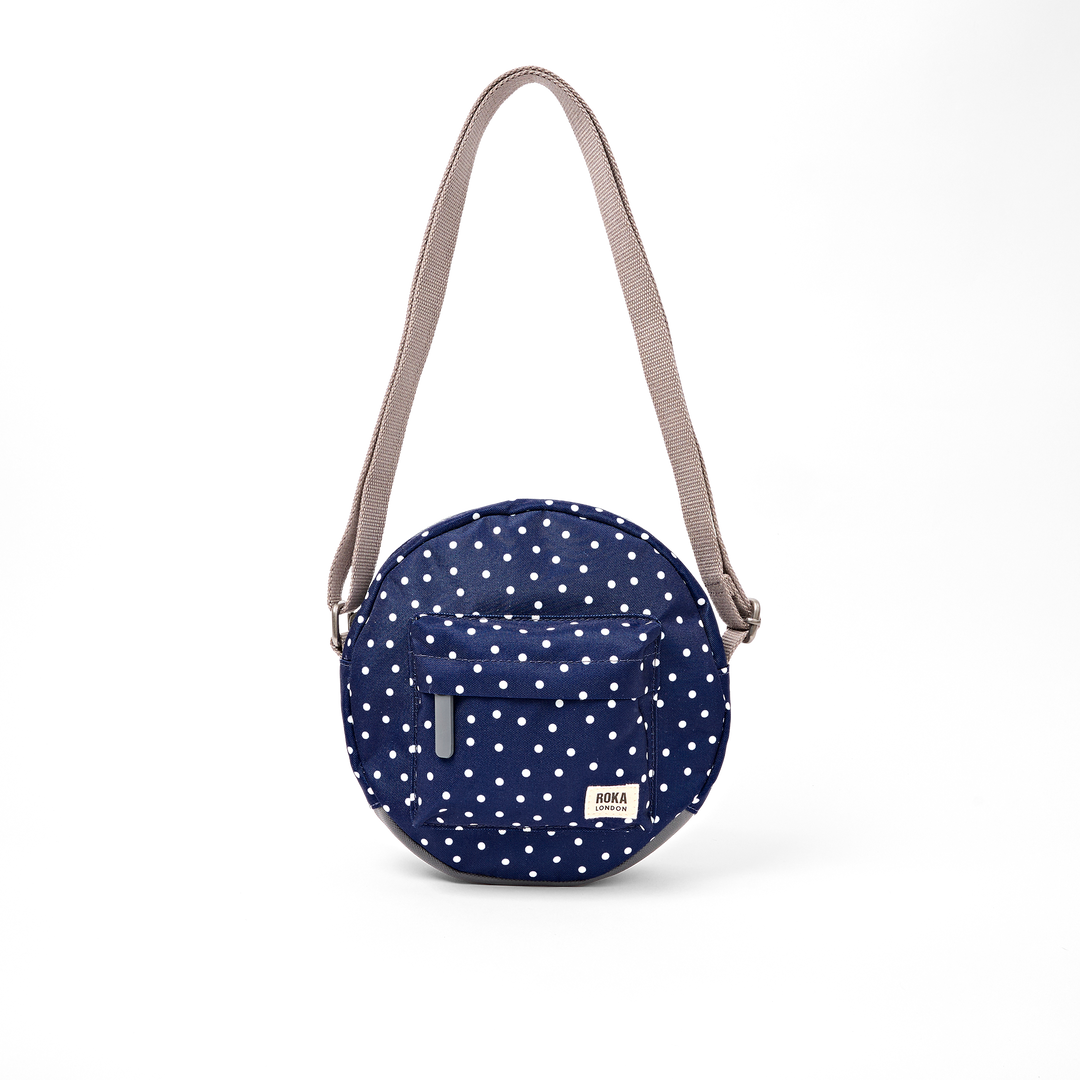 Paddington Crossbody Bag in Navy Polka Dot