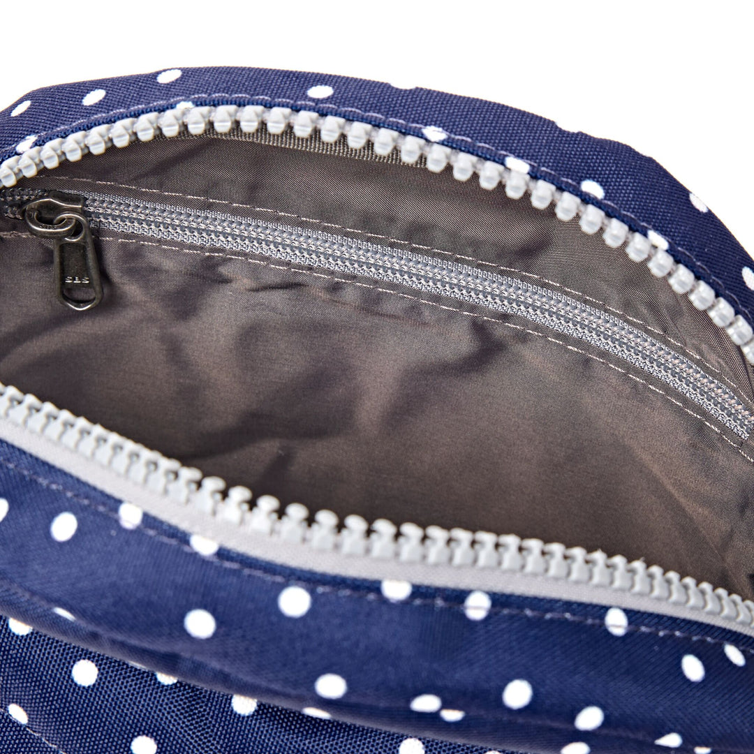 Paddington Crossbody Bag in Navy Polka Dot