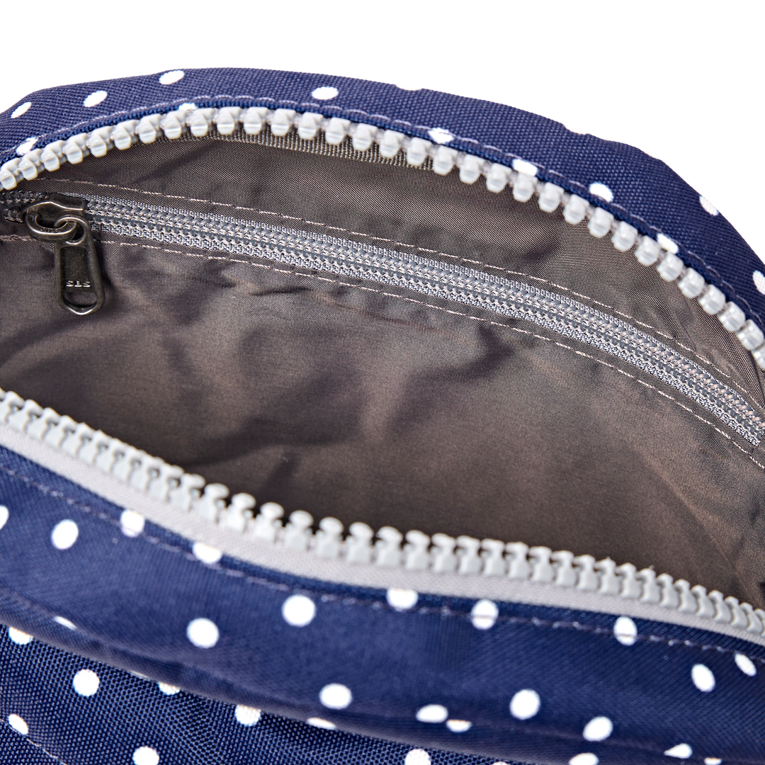 Paddington Crossbody Bag in Navy Polka Dot