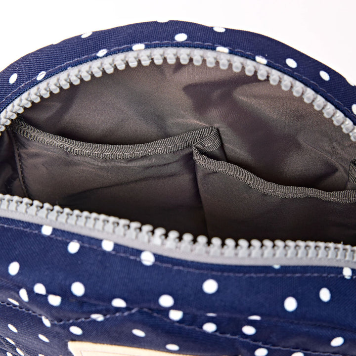 Paddington Crossbody Bag in Navy Polka Dot