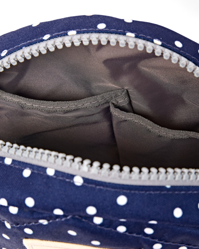 Paddington Crossbody Bag in Navy Polka Dot