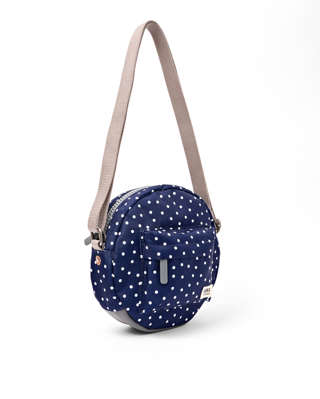 Paddington Crossbody Bag in Navy Polka Dot