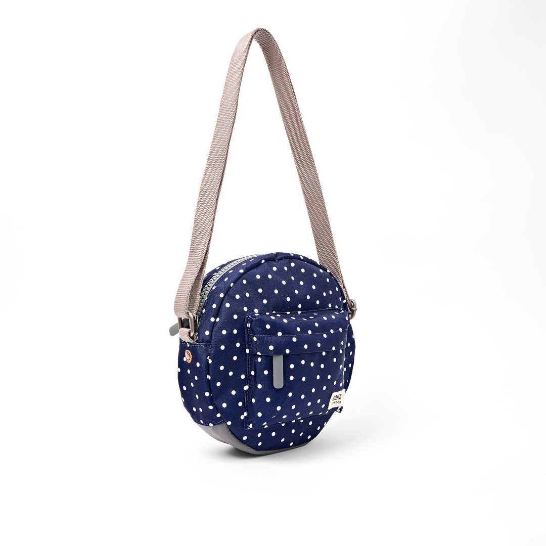 Paddington Crossbody Bag in Navy Polka Dot