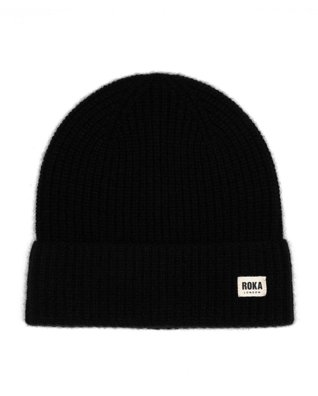 Shard Cashmere Beanie Hat in Black