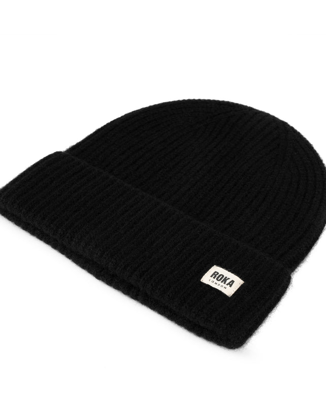 Shard Cashmere Beanie Hat in Black