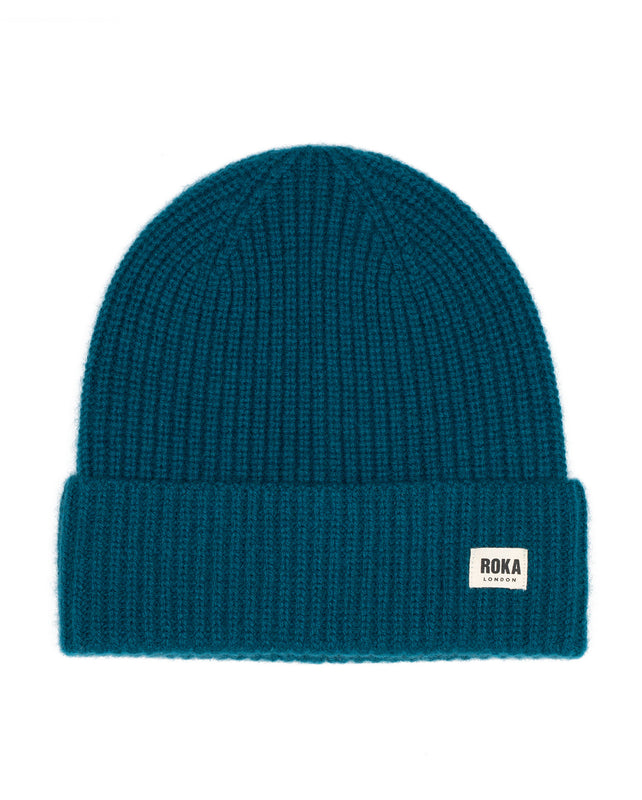 Shard Cashmere Beanie Hat in Teal