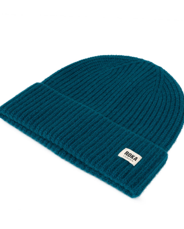 Shard Cashmere Beanie Hat in Teal