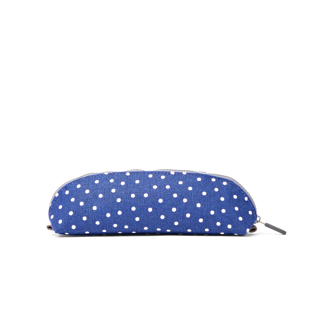Tate Pencil Case in Navy Polka