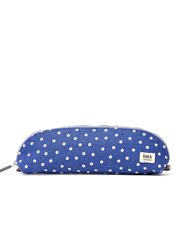 Tate Pouch in Navy Polka