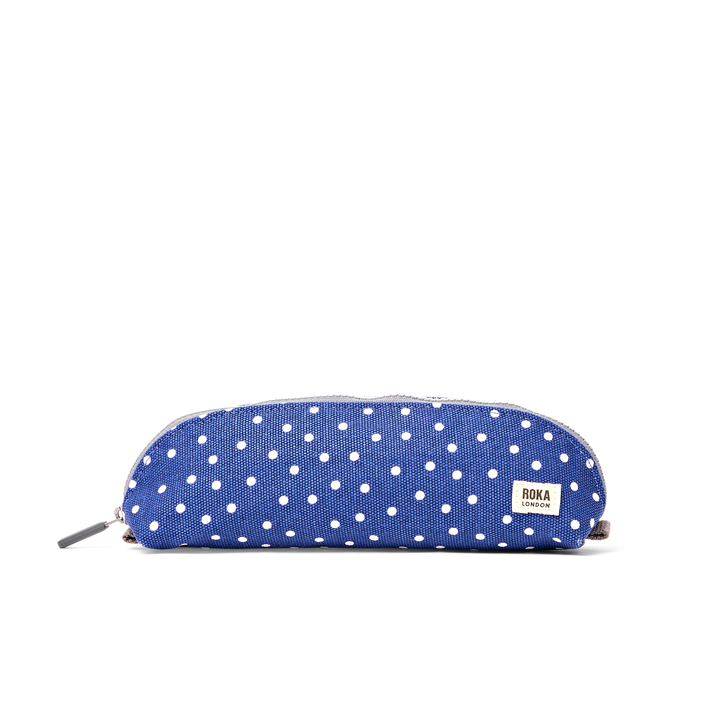 Tate Pencil Case in Navy Polka