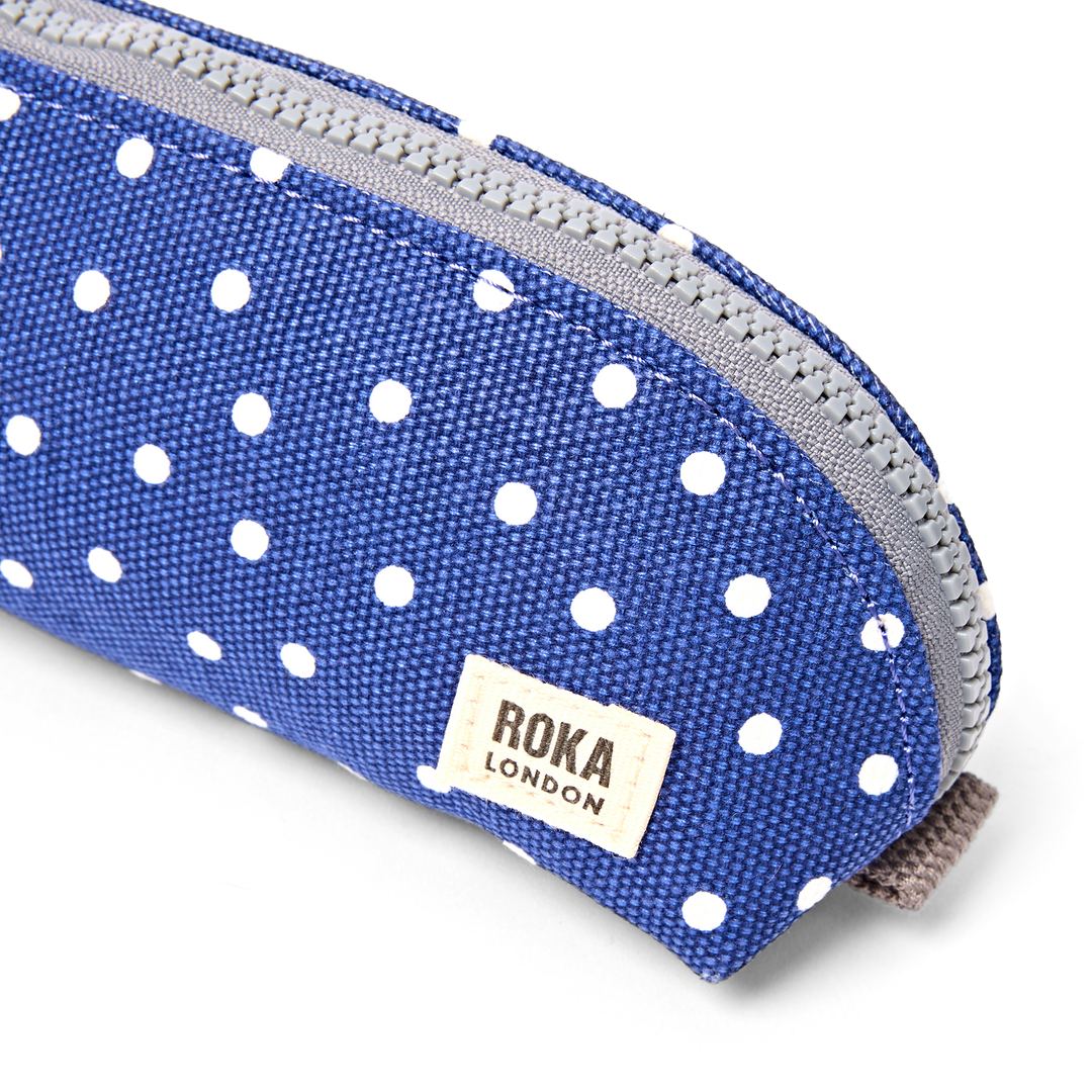 Tate Pencil Case in Navy Polka