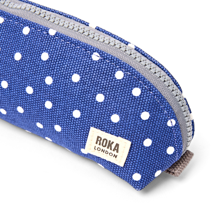 Tate Pencil Case in Navy Polka