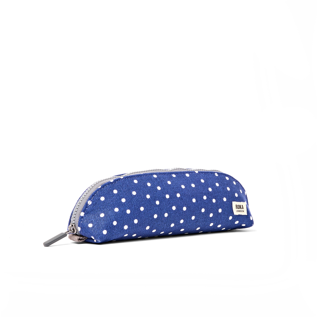Tate Pencil Case in Navy Polka