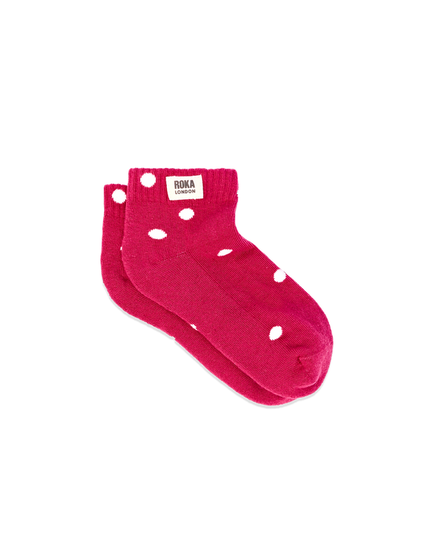 Wembley Ankle Socks for Kids in Granita Red Dot