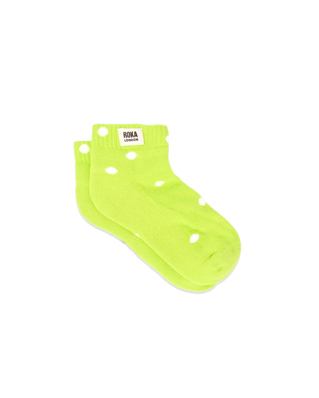 Wembley Ankle Socks for Kids in Lime Dot