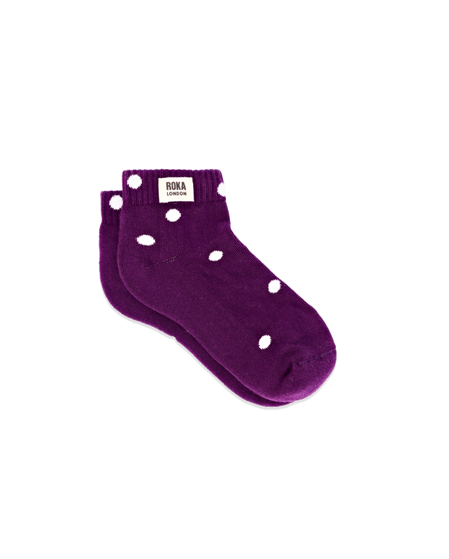 Wembley Ankle Socks for Kids in Purple Dot