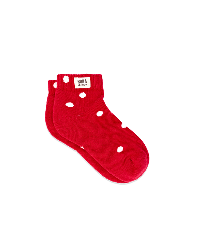 Wembley Ankle Socks for Kids in Scarlet Dot