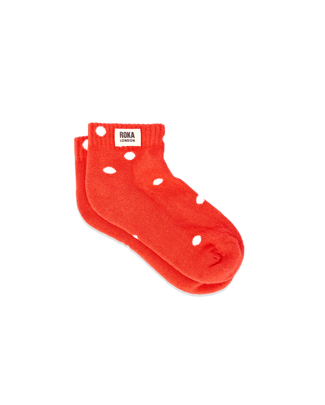 Wembley Ankle Socks for Kids in Spicy Orange Dot