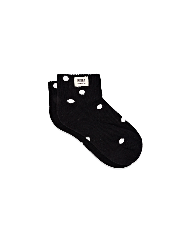 Wembley Ankle Socks for Kids in Black Dot