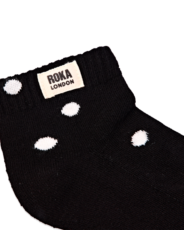 Wembley Ankle Socks for Kids in Black Dot
