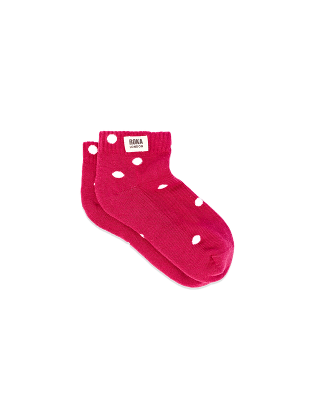 Wembley Ankle Socks for Kids in Granita Red Dot
