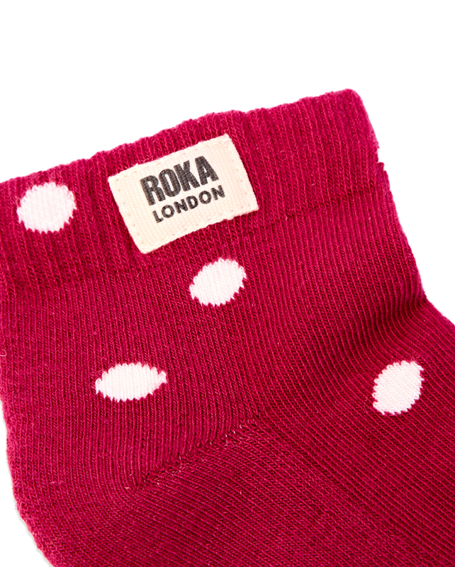 Wembley Ankle Socks for Kids in Granita Red Dot
