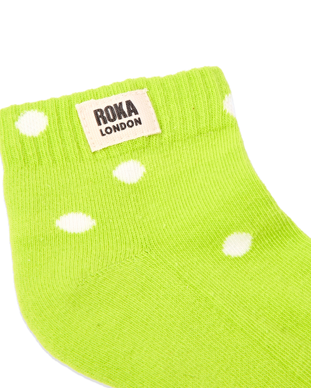 Wembley Ankle Socks for Kids in Lime Dot