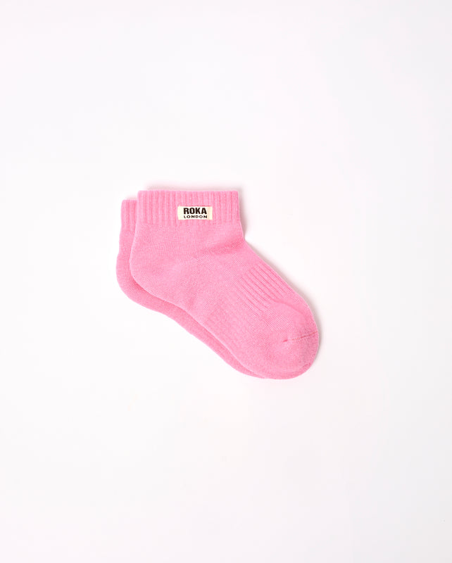 Wembley Ankle Socks for Kids in Pink Carnation