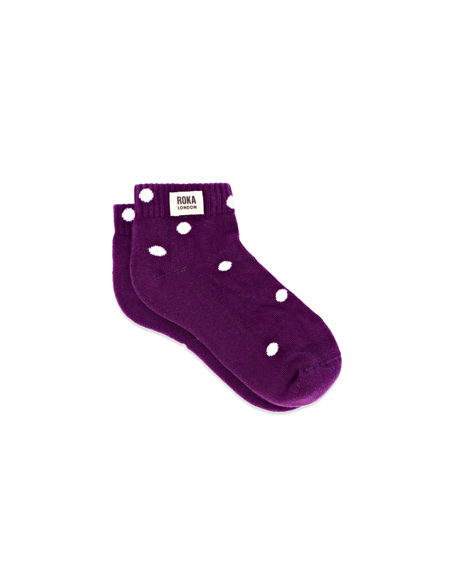 Wembley Ankle Socks for Kids in Purple Dot