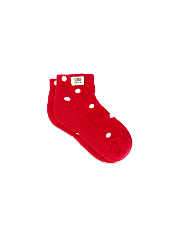 Wembley Ankle Socks for Kids in Scarlet Dot