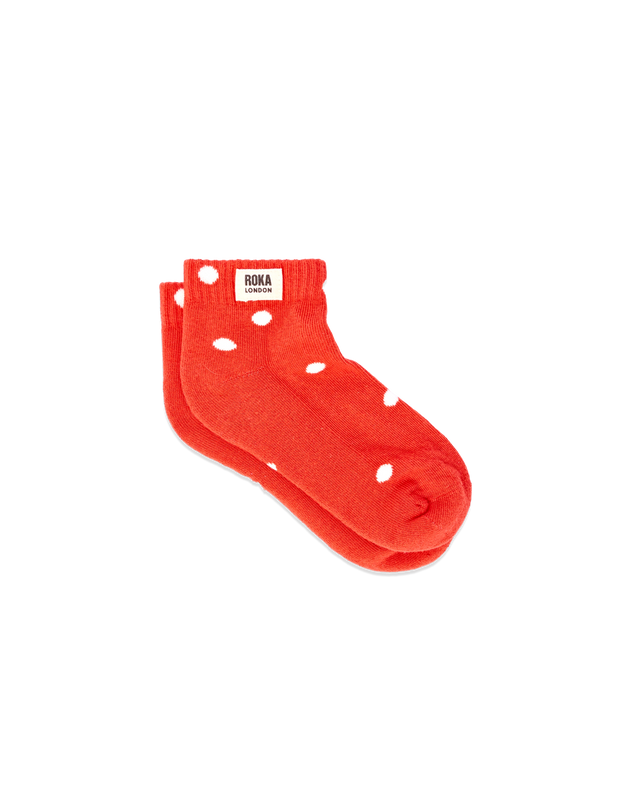 Wembley Ankle Socks for Kids in Spicy Orange Dot