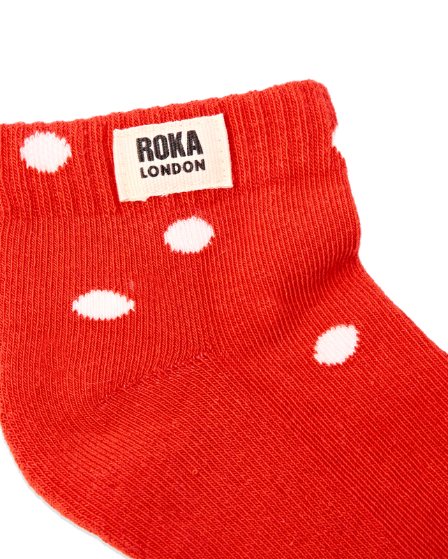 Wembley Ankle Socks for Kids in Spicy Orange Dot