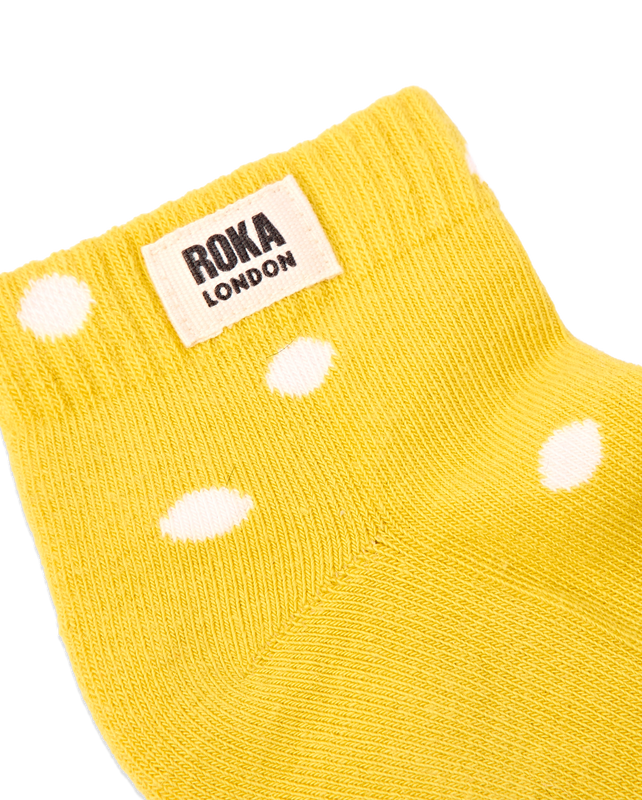Wembley Ankle Socks for Kids in Summer Yellow Dot